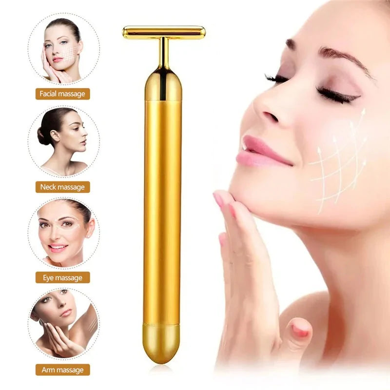 Energy 24K Gold T Beauty Bar Facial Roller Massager - The Next Door Neighbor 