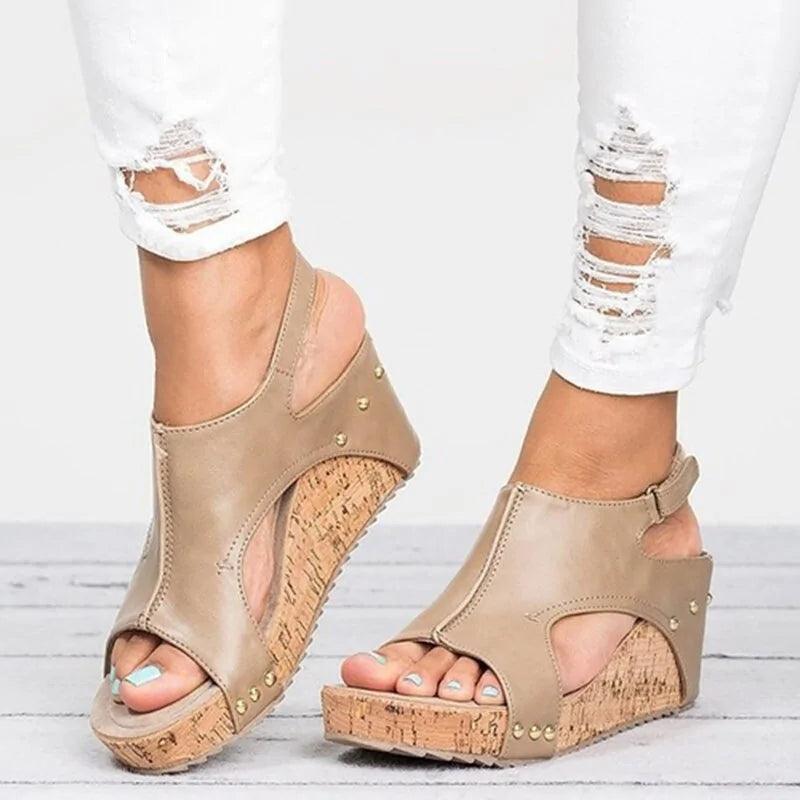 Peep Toe Platform Wedge Sandals - The Next Door Neighbor 