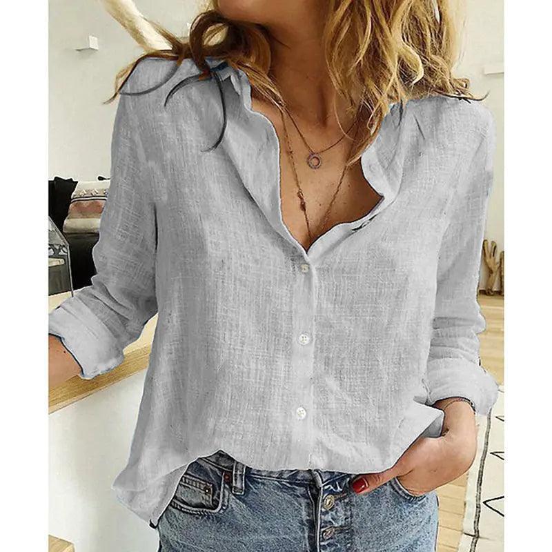 Elegant Button Lapel Blouse - The Next Door Neighbor 