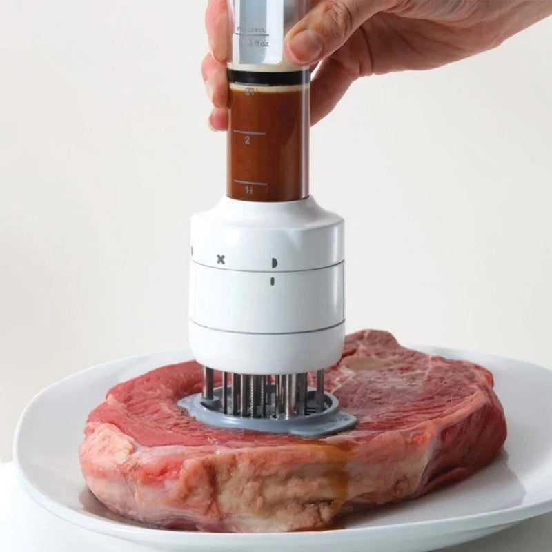 Premium Stainless Steel 2 in 1 Meat Injector and Tenderizer - The Next Door Neighbor 