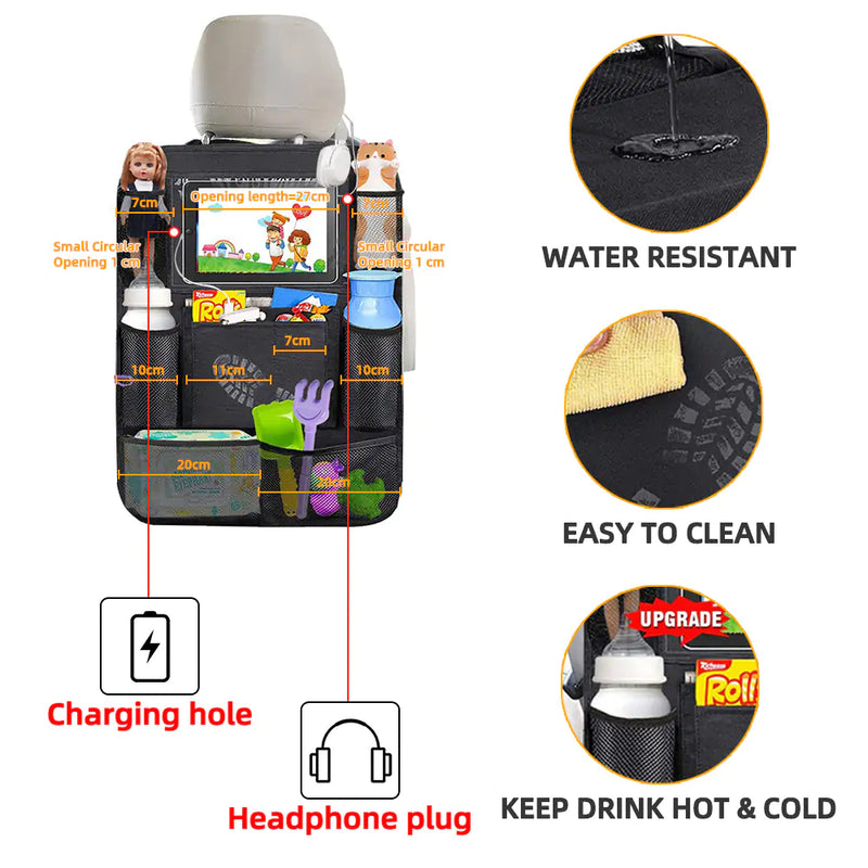 Backseat Car Organizer with Touch Screen Tablet Holder - The Next Door Neighbor 