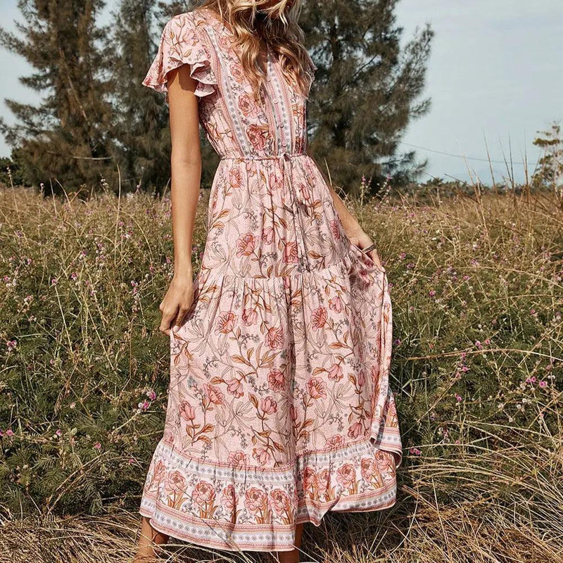 V-neck Floral Dress - The Next Door Neighbor 