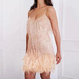 Fringed Sequin Feather Dress