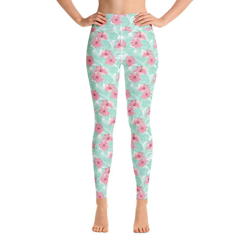 Tropical Seas Island Floral Yoga Leggings - The Next Door Neighbor 