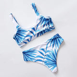 Tropical Palm Leaf High Waist Bikini - The Next Door Neighbor 