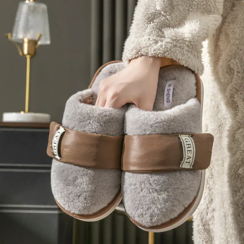 Velvet Warm Couple Slippers