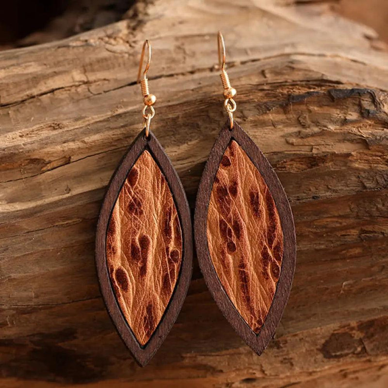 Geometrical Shape Wooden Dangle Earrings - The Next Door Neighbor 