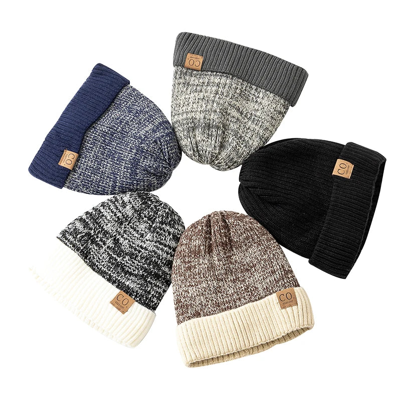 Two-Tone Winter Knitted Beanie - The Next Door Neighbor 