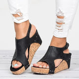 Peep Toe Platform Wedge Sandals - The Next Door Neighbor 