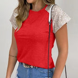 Sequined O-Neck Short Sleeve Summer Blouse