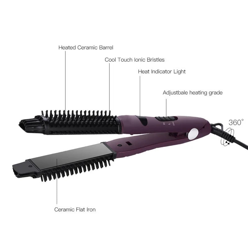 Hair Straightener & Curler Brush Iron - The Next Door Neighbor 