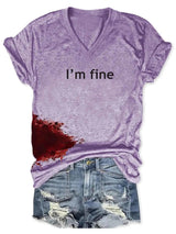 Women Halloween Bloodstained I'm Fine Shirt