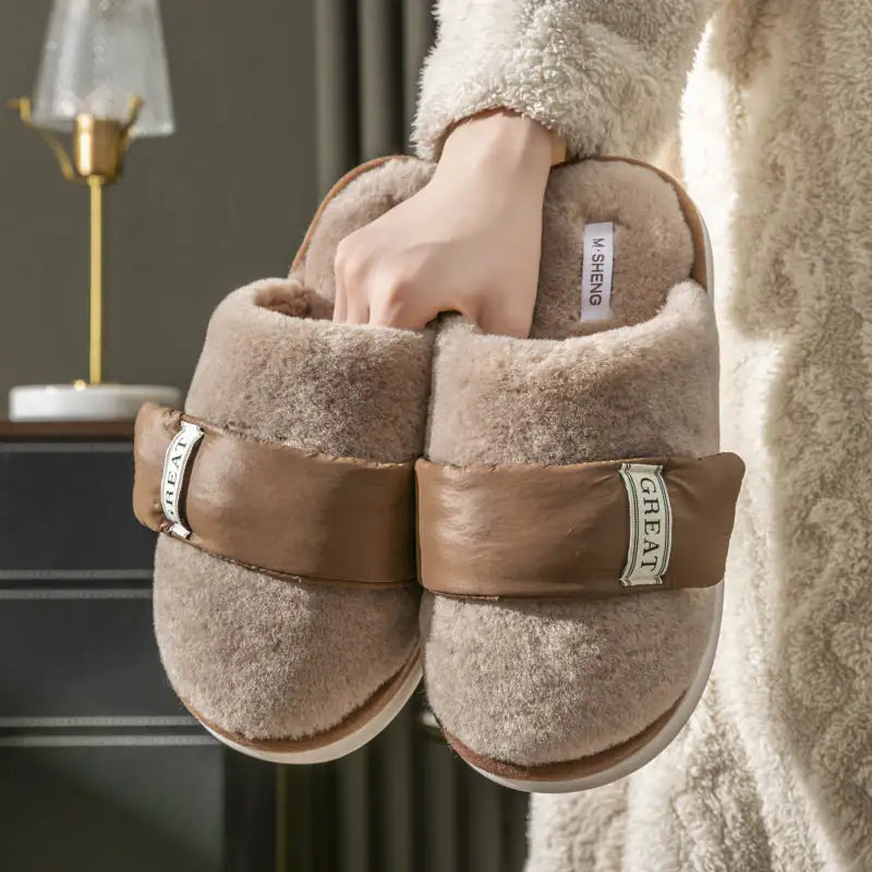 Velvet Warm Couple Slippers