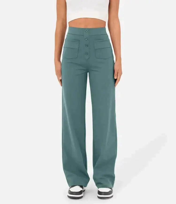 Elastic Relaxed High-Waisted Pants - The Next Door Neighbor 