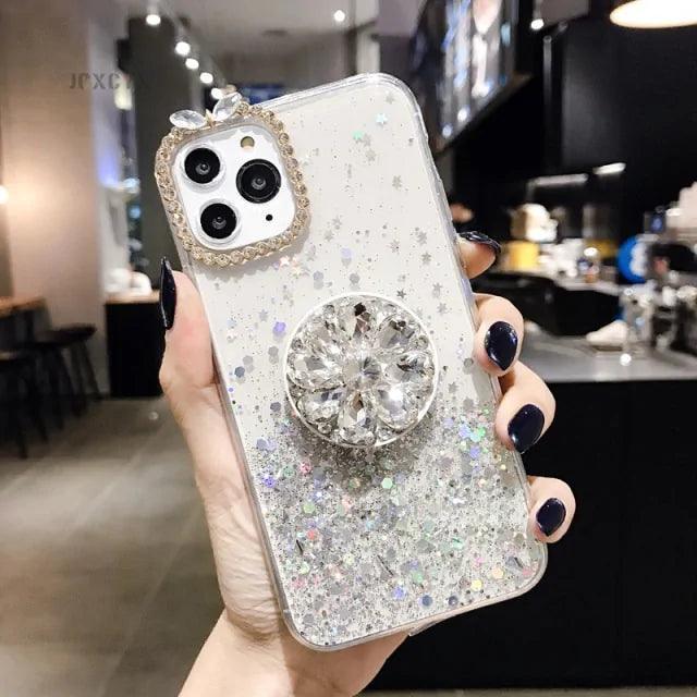 Glitter Marble Diamond Ring Holder Phone Case - The Next Door Neighbor 