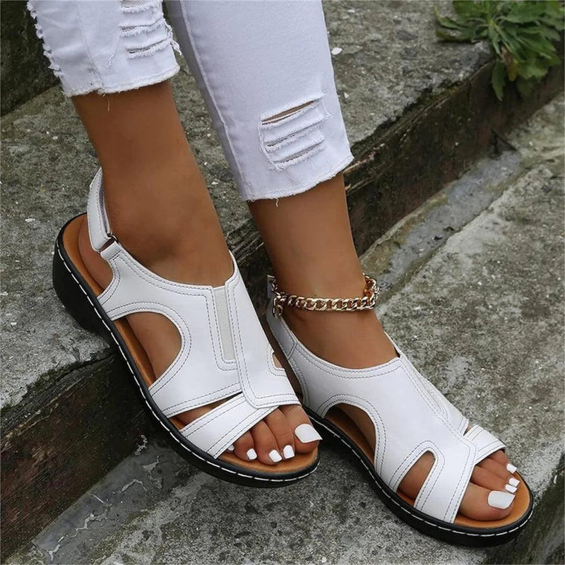 Comfort Leather Wedge Sandals - The Next Door Neighbor 