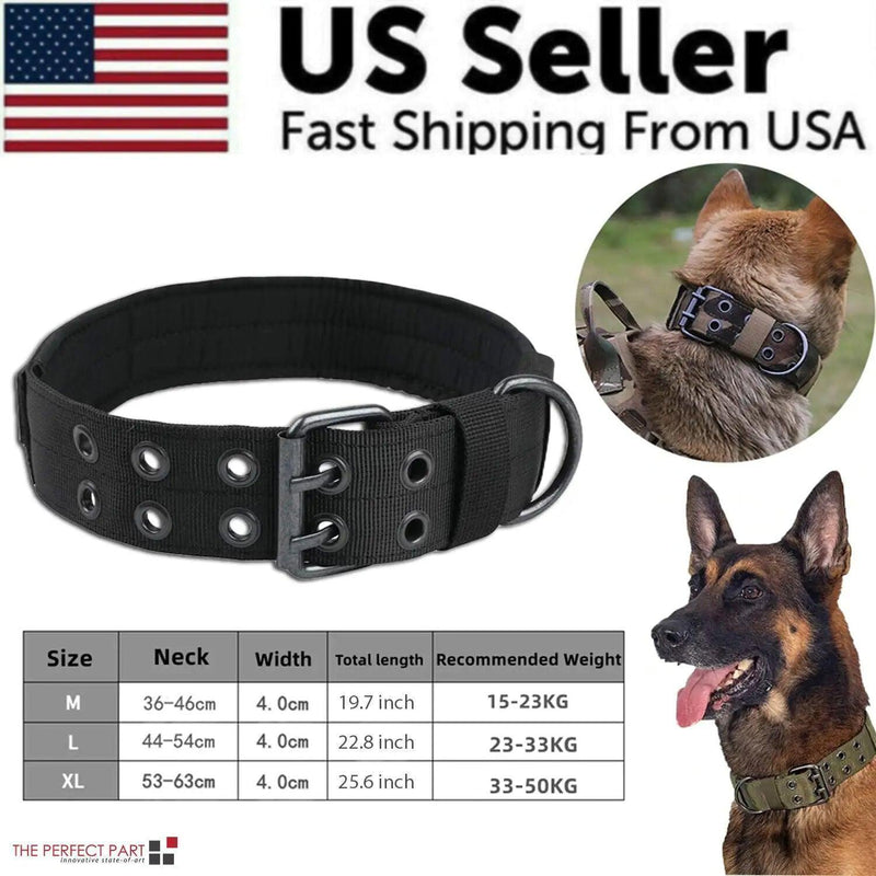 2" Wide Tactical Heavy Duty Nylon Large Dog Collar