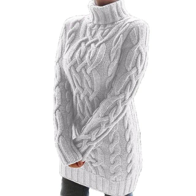 Turtleneck Twist Knitted Sweater Dress - The Next Door Neighbor 