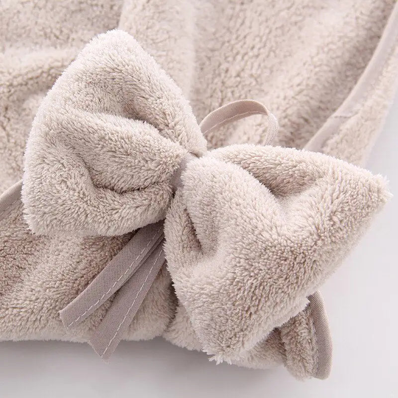 Coral Velvet Bowknot Hand Towels Set