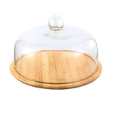 Glass Cake Cover with Bamboo Tray - The Next Door Neighbor 