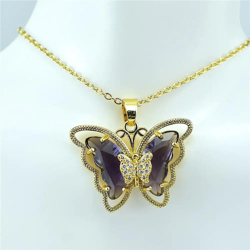 Crystal Glass Butterfly Necklace