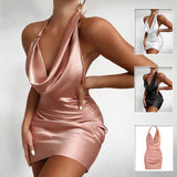 Satin Backless Mini Dress