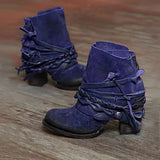 Gladiator Vintage Booties Round Toe Back Zipper