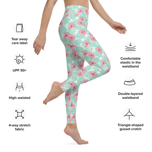 Tropical Seas Island Floral Yoga Leggings - The Next Door Neighbor 