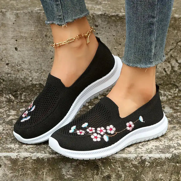 Embroidered Flower Sneakers