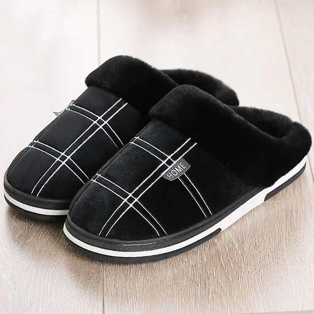 Suede Gingham Plush Winter Slippers - The Next Door Neighbor 