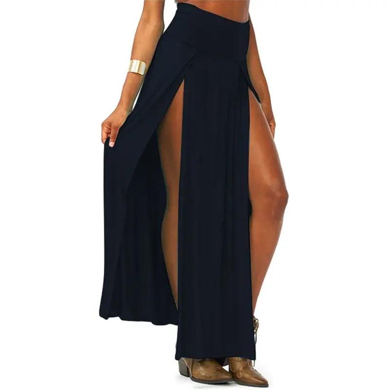 High Waisted Double Slit Maxi Skirt - The Next Door Neighbor 