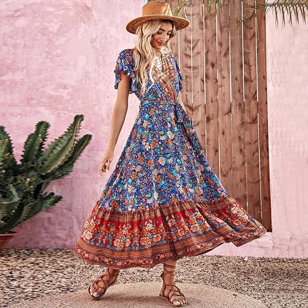 Bohemian Floral Beach Maxi Dress - The Next Door Neighbor 